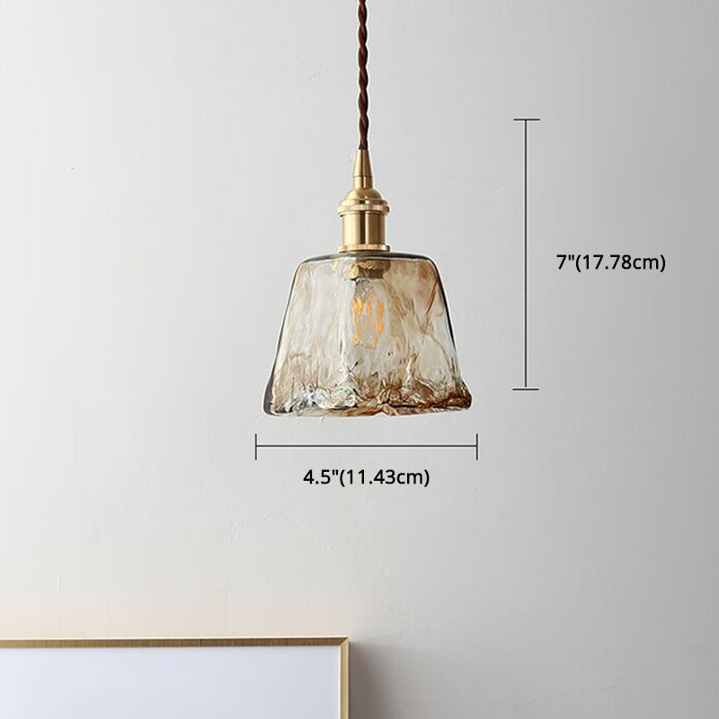 Modern Style Glass Simplicity Hanging Light Brass Lamp Holder Bedside Light with 78.7" Adjustable Hanging Wire Clearhalo 'Ceiling Lights' 'Pendant Lights' 'Pendants' Lighting' 2612388