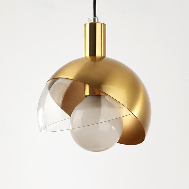 Post-modern Style Metal Suspension Pendant Light Glass Orb Shade Decorative Hanging Lamp in Gold Clearhalo 'Ceiling Lights' 'Pendant Lights' 'Pendants' Lighting' 2612389