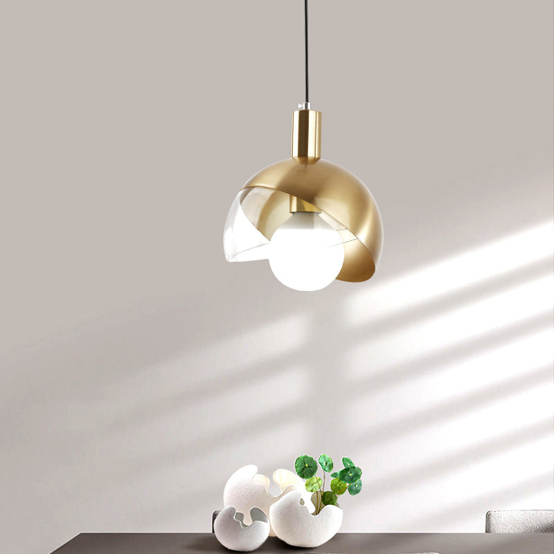 Post-modern Style Metal Suspension Pendant Light Glass Orb Shade Decorative Hanging Lamp in Gold Clearhalo 'Ceiling Lights' 'Pendant Lights' 'Pendants' Lighting' 2612390