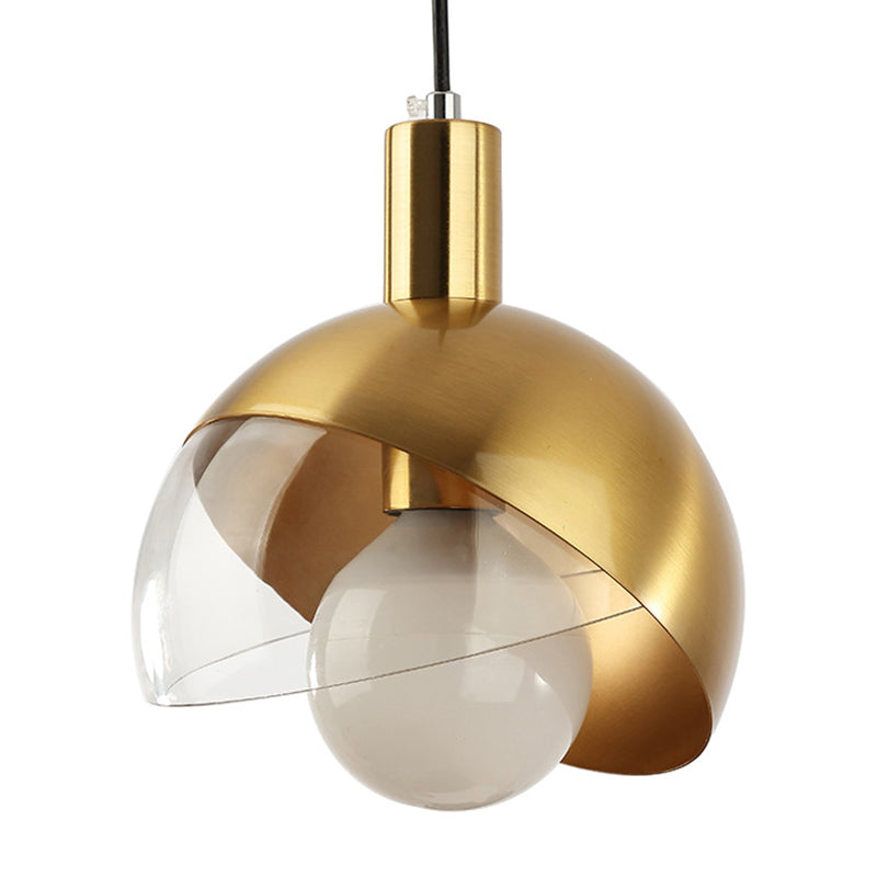 Post-modern Style Metal Suspension Pendant Light Glass Orb Shade Decorative Hanging Lamp in Gold Gold Clearhalo 'Ceiling Lights' 'Pendant Lights' 'Pendants' Lighting' 2612393