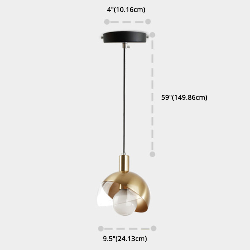 Post-modern Style Metal Suspension Pendant Light Glass Orb Shade Decorative Hanging Lamp in Gold Clearhalo 'Ceiling Lights' 'Pendant Lights' 'Pendants' Lighting' 2612394