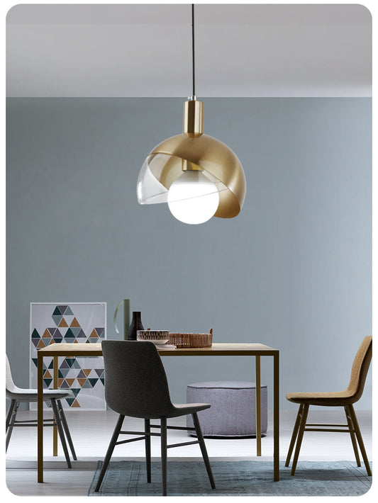 Post-modern Style Metal Suspension Pendant Light Glass Orb Shade Decorative Hanging Lamp in Gold Clearhalo 'Ceiling Lights' 'Pendant Lights' 'Pendants' Lighting' 2612395