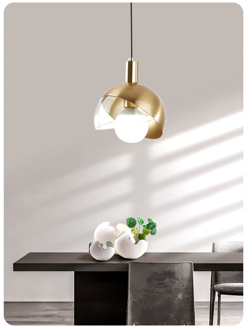 Post-modern Style Metal Suspension Pendant Light Glass Orb Shade Decorative Hanging Lamp in Gold Clearhalo 'Ceiling Lights' 'Pendant Lights' 'Pendants' Lighting' 2612396