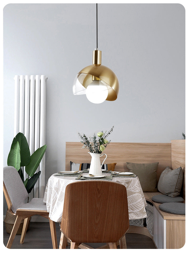 Post-modern Style Metal Suspension Pendant Light Glass Orb Shade Decorative Hanging Lamp in Gold Clearhalo 'Ceiling Lights' 'Pendant Lights' 'Pendants' Lighting' 2612397