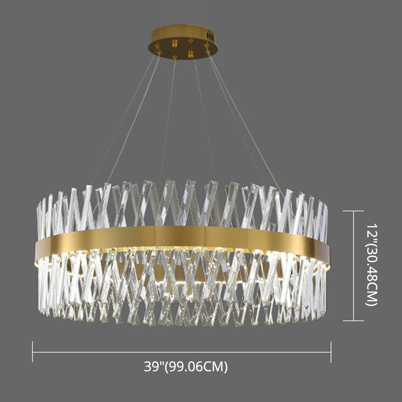 Postmodern Simple Geometric Pendant Light K9 Crystal Strip Bedroom LED Island Light in Gold Clearhalo 'Ceiling Lights' 'Island Lights' 'Lighting' 2612432