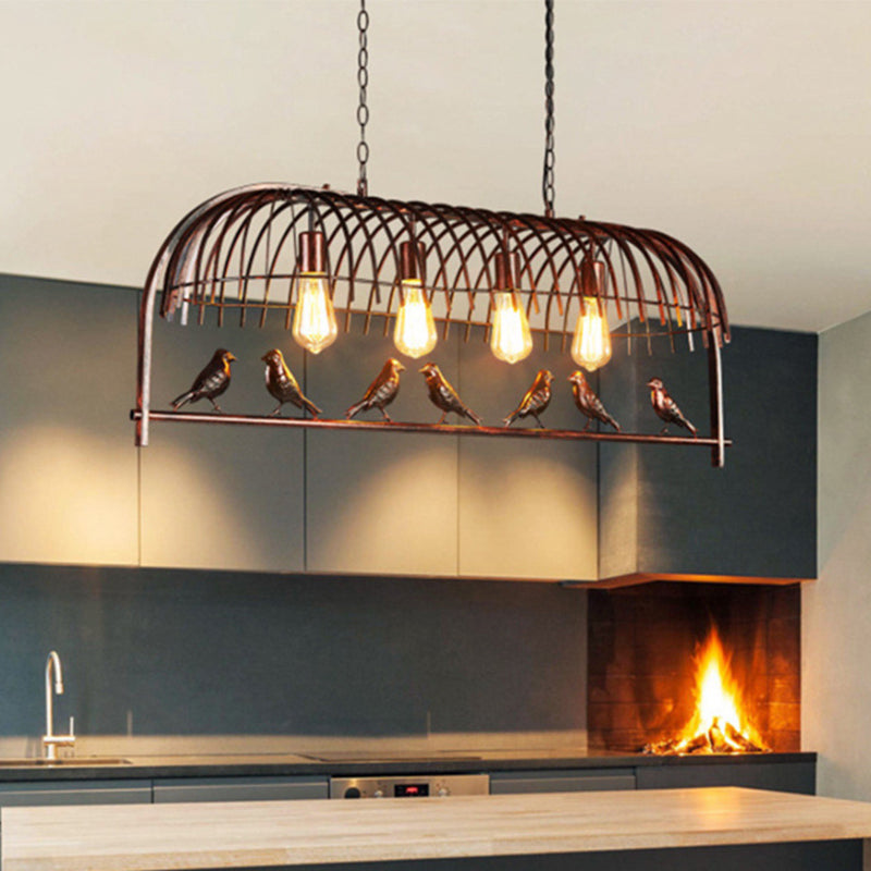 Bird Cage Dining Room Ceiling Suspension Light Farmhouse Metal Hanging Light over Island Clearhalo 'Ceiling Lights' 'Island Lights' 'Lighting' 2612518