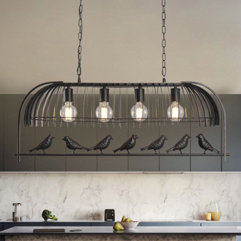 Bird Cage Dining Room Ceiling Suspension Light Farmhouse Metal Hanging Light over Island Clearhalo 'Ceiling Lights' 'Island Lights' 'Lighting' 2612523