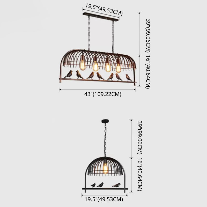 Bird Cage Dining Room Ceiling Suspension Light Farmhouse Metal Hanging Light over Island Clearhalo 'Ceiling Lights' 'Island Lights' 'Lighting' 2612525