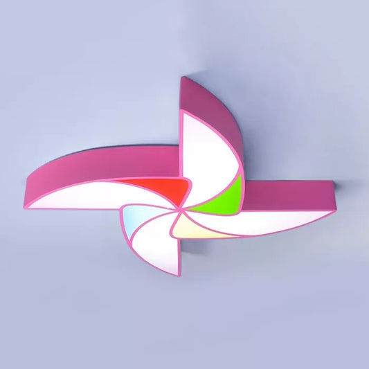 Toy Windmill Ceiling Mount Light Cartoon Acrylic and Metal Flush Light for Kindergarten Pink Clearhalo 'Ceiling Lights' 'Close To Ceiling Lights' 'Close to ceiling' 'Flush mount' Lighting' 26127