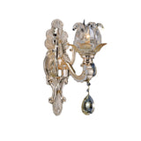 Clear Glass Floral Sconce Light Fixture Contemporary 1/2 Heads Wall Mounted Light with Crystal Drop Clearhalo 'Cast Iron' 'Glass' 'Industrial' 'Modern wall lights' 'Modern' 'Tiffany' 'Traditional wall lights' 'Wall Lamps & Sconces' 'Wall Lights' Lighting' 261299