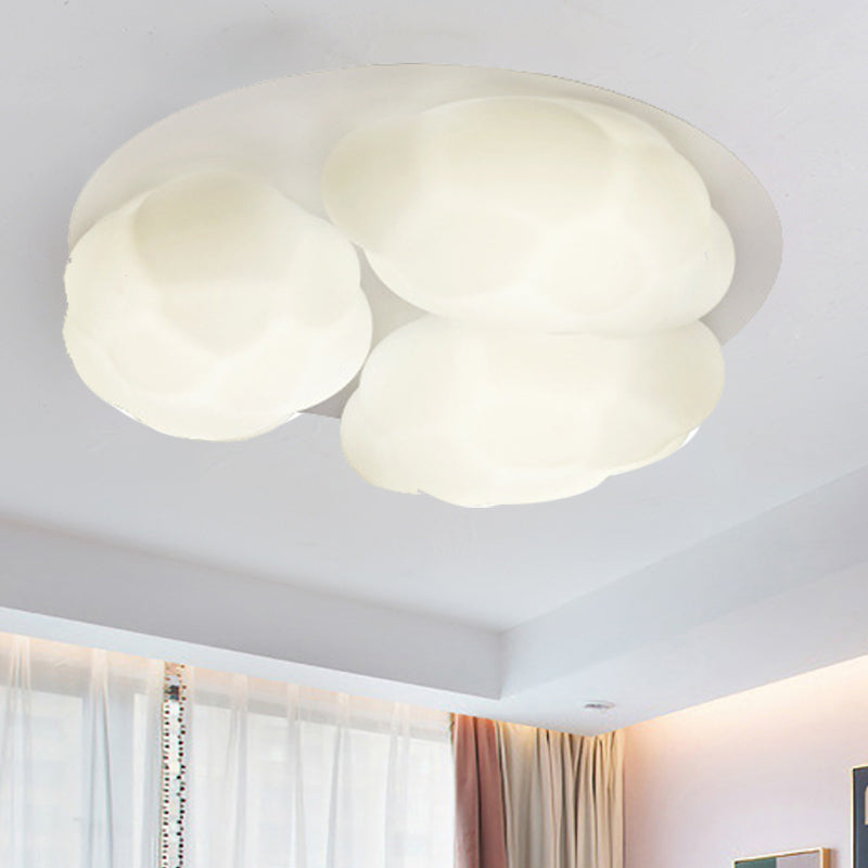 Cloud Shade Bedroom Flushmount Lighting Plastic 3 Lights Minimalism Style Ceiling Mounted Light White Clearhalo 'Ceiling Lights' 'Close To Ceiling Lights' 'Close to ceiling' 'Flush mount' Lighting' 261310