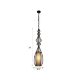 Black Oval/Gourd/Lantern Pendant Lighting Vintage Metal 1 Light Dining Room Hanging Ceiling Light Clearhalo 'Ceiling Lights' 'Pendant Lights' 'Pendants' Lighting' 261321