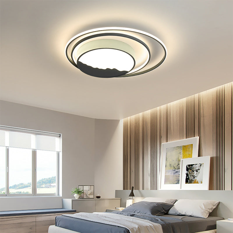 Contemporary Style Circle Ring Ceiling Flush Mount Acrylic LED Bedroom Flush-Mount Light Fixture in Grey Grey Clearhalo 'Ceiling Lights' 'Close To Ceiling Lights' 'Close to ceiling' 'Flush mount' Lighting' 261337