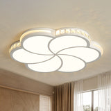 Flower Bedroom Flush Mount Lamp Simple Crystal 16.5"/20.5"/24.5" W LED White Flush Light Fixture in Warm/White/3 Color Light White Clearhalo 'Ceiling Lights' 'Close To Ceiling Lights' 'Close to ceiling' 'Flush mount' Lighting' 261362