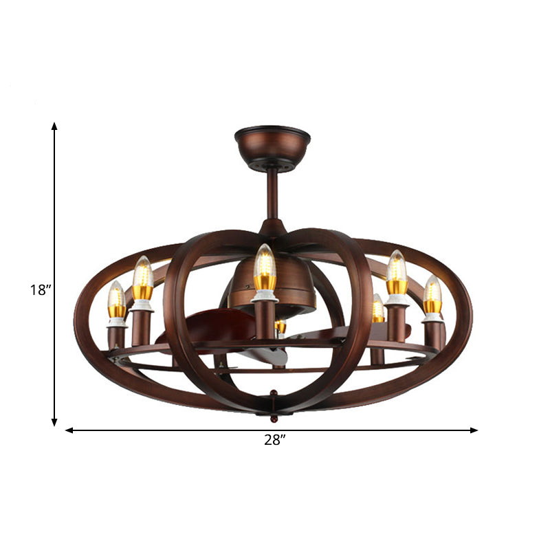 8-Head Metal Semi Mount Lighting Retro Copper Finish Oblate Spheroid Close to Ceiling Lamp Clearhalo 'Ceiling Lights' 'Close To Ceiling Lights' 'Close to ceiling' 'Semi-flushmount' Lighting' 261431