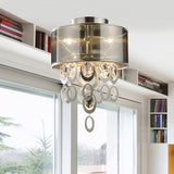 Silver Circular Flush Mount Light Vintage Metal 2-Bulb Ceiling Mounted Fixture with Draping Ring Silver Clearhalo 'Ceiling Lights' 'Close To Ceiling Lights' 'Close to ceiling' 'Flush mount' Lighting' 261433