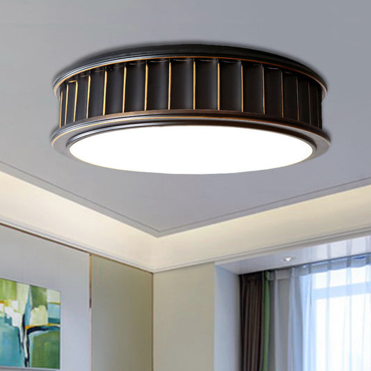 Black Ribbed Round Flush Lamp Minimalist Iron Surface Mounted LED Ceiling Light, Warm Light Black Clearhalo 'Ceiling Lights' 'Close To Ceiling Lights' 'Close to ceiling' 'Flush mount' Lighting' 261467