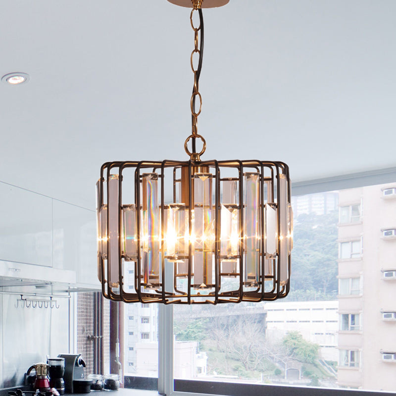 11"/13"/16" Dia Crystal Shaded Round Pendant Modern Single Living Room Hanging Ceiling Light in Black Black 11" Clearhalo 'Art Deco Pendants' 'Cast Iron' 'Ceiling Lights' 'Ceramic' 'Crystal' 'Industrial Pendants' 'Industrial' 'Metal' 'Middle Century Pendants' 'Pendant Lights' 'Pendants' 'Tiffany' Lighting' 261487