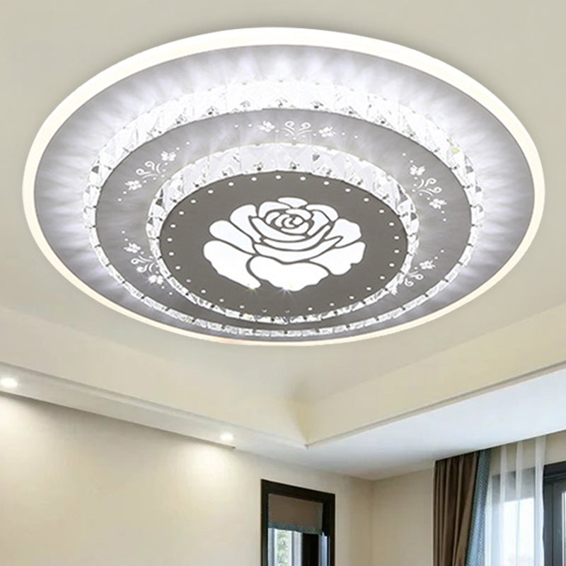 White LED Ceiling Mount Modern Crystal Loving Heart/Square/Rose Flush Light Fixture for Bedroom in Warm/White/3 Color Light Clearhalo 'Ceiling Lights' 'Close To Ceiling Lights' 'Close to ceiling' 'Flush mount' Lighting' 261588