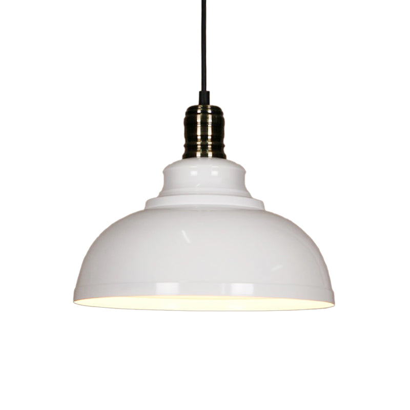 12"/14"/16" Dia 1 Light Ceiling Fixture Industrial Style Bowl Shade Metallic Pendant Ceiling Light in Black/White Inner Clearhalo 'Art Deco Pendants' 'Black' 'Cast Iron' 'Ceiling Lights' 'Ceramic' 'Crystal' 'Industrial Pendants' 'Industrial' 'Metal' 'Middle Century Pendants' 'Pendant Lights' 'Pendants' 'Rustic Pendants' 'Tiffany' Lighting' 2616