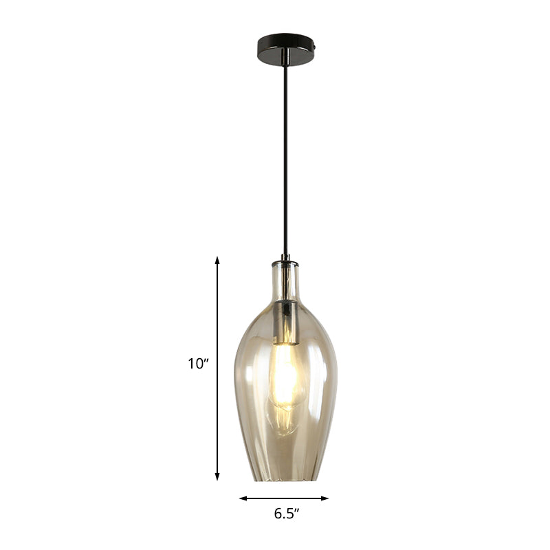 Tulip Hanging Ceiling Light Modern Amber Glass 1 Head Dining Room Pendant Light Fixture Clearhalo 'Ceiling Lights' 'Glass shade' 'Glass' 'Modern Pendants' 'Modern' 'Pendant Lights' 'Pendants' Lighting' 261633