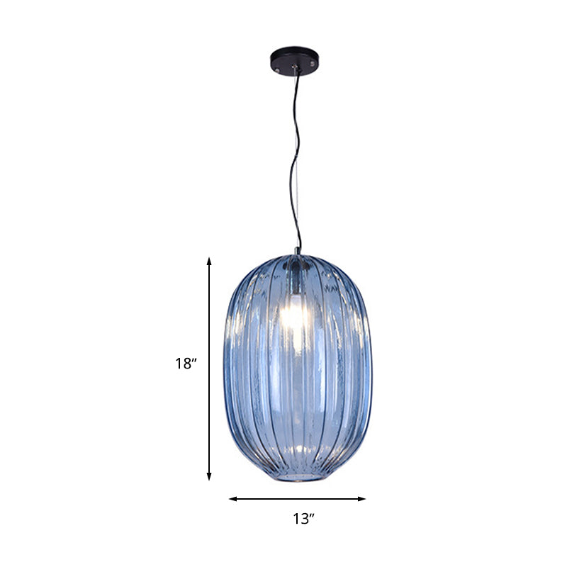 Blue Prism Glass Lantern Pendant Lighting Fixture Vintage 1 Head Suspension Light for Living Room Clearhalo 'Ceiling Lights' 'Glass shade' 'Glass' 'Modern Pendants' 'Modern' 'Pendant Lights' 'Pendants' Lighting' 261637