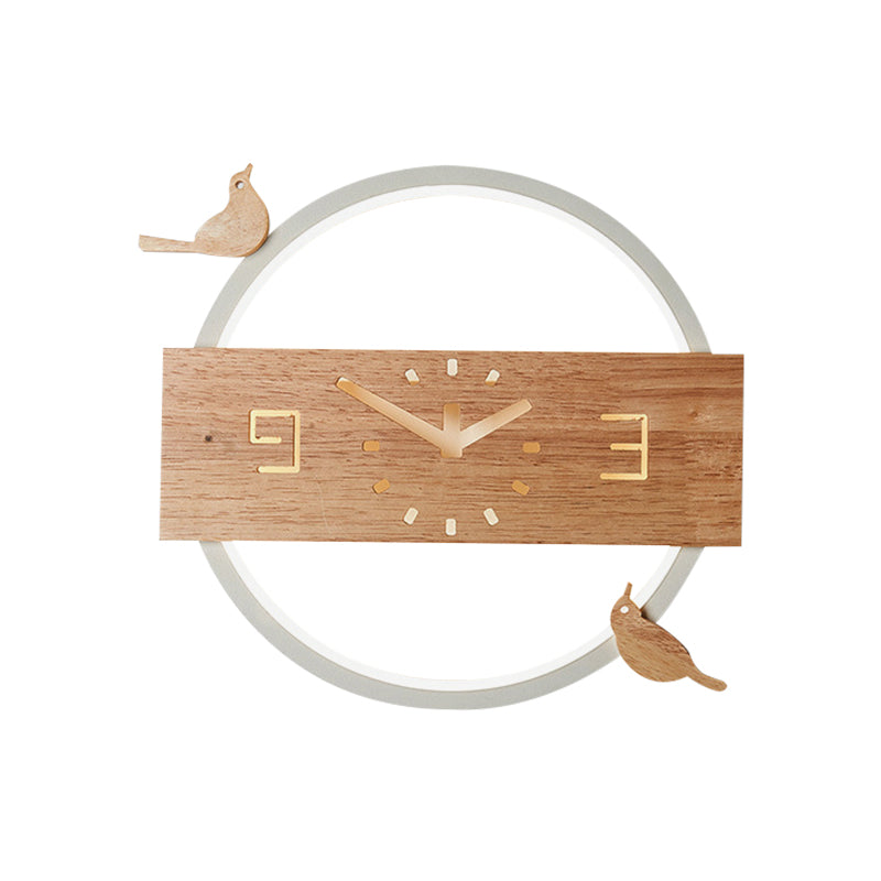 Ring LED Sconce Light with Wooden Clock & Bird Deco Kids Acrylic Wall Lamp for Living Room Clearhalo 'Wall Lamps & Sconces' 'Wall Lights' Lighting' 261660