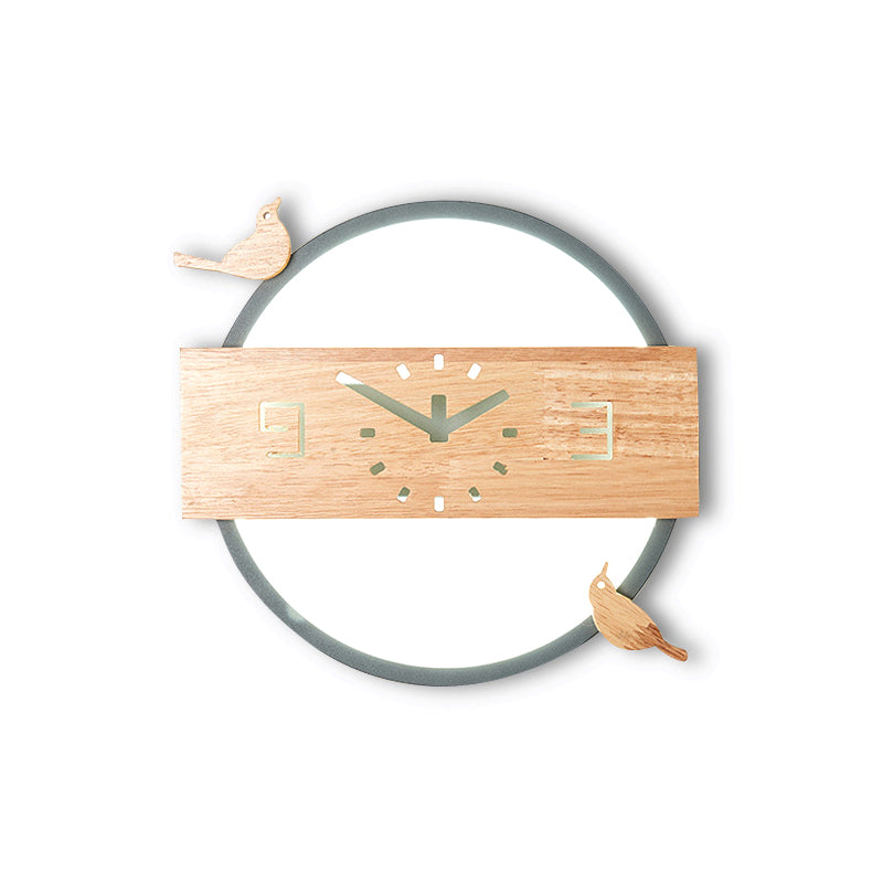 Ring LED Sconce Light with Wooden Clock & Bird Deco Kids Acrylic Wall Lamp for Living Room Clearhalo 'Wall Lamps & Sconces' 'Wall Lights' Lighting' 261663