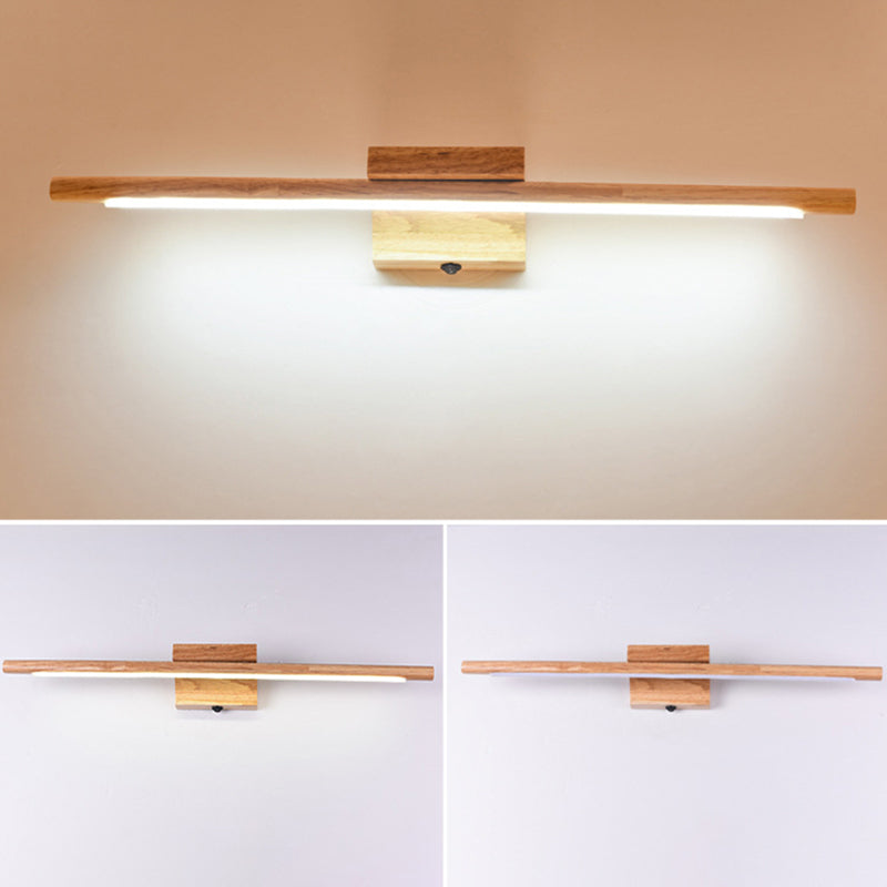 Wooden LED Wall Mounted Lighting Simplicity Vanity Wall Light Fixtures for Bathroom Clearhalo 'Vanity Lights' 'Wall Lights' Lighting' 2616972