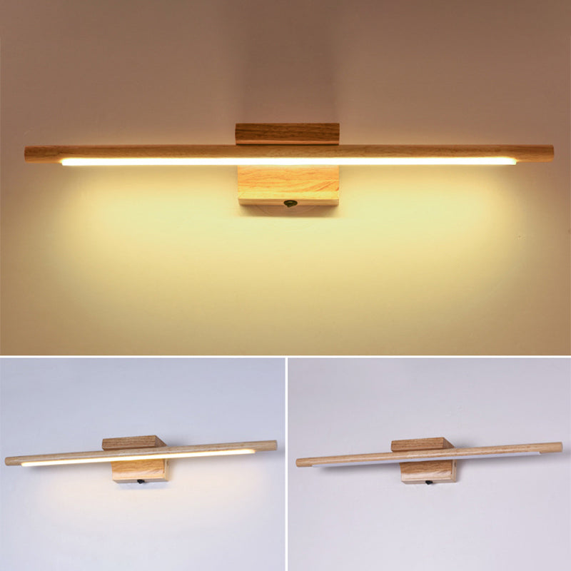 Wooden LED Wall Mounted Lighting Simplicity Vanity Wall Light Fixtures for Bathroom Clearhalo 'Vanity Lights' 'Wall Lights' Lighting' 2616973