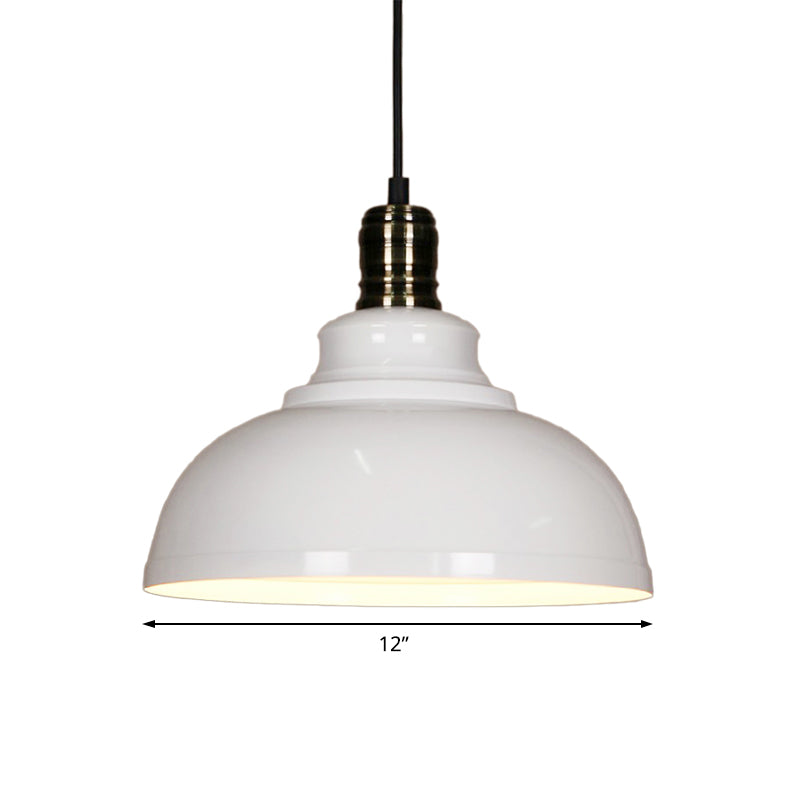 12"/14"/16" Dia 1 Light Ceiling Fixture Industrial Style Bowl Shade Metallic Pendant Ceiling Light in Black/White Inner Clearhalo 'Art Deco Pendants' 'Black' 'Cast Iron' 'Ceiling Lights' 'Ceramic' 'Crystal' 'Industrial Pendants' 'Industrial' 'Metal' 'Middle Century Pendants' 'Pendant Lights' 'Pendants' 'Rustic Pendants' 'Tiffany' Lighting' 2617