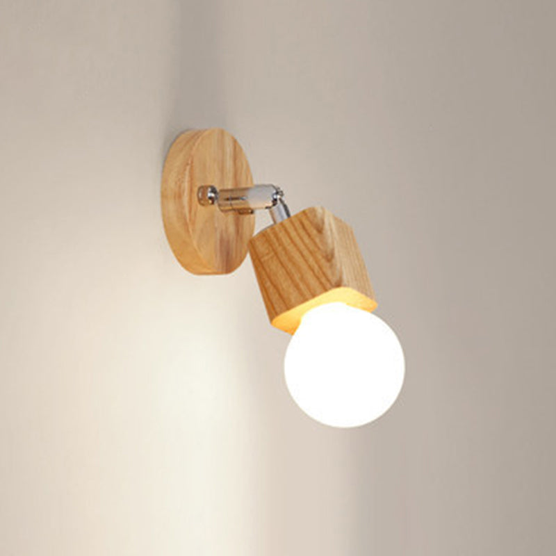 Modern Wooden Vanity Mirror Light Adjustable Armed Bathroom Vanity Sconce Lights 1.0 Wood Clearhalo 'Vanity Lights' 'Wall Lights' Lighting' 2617009