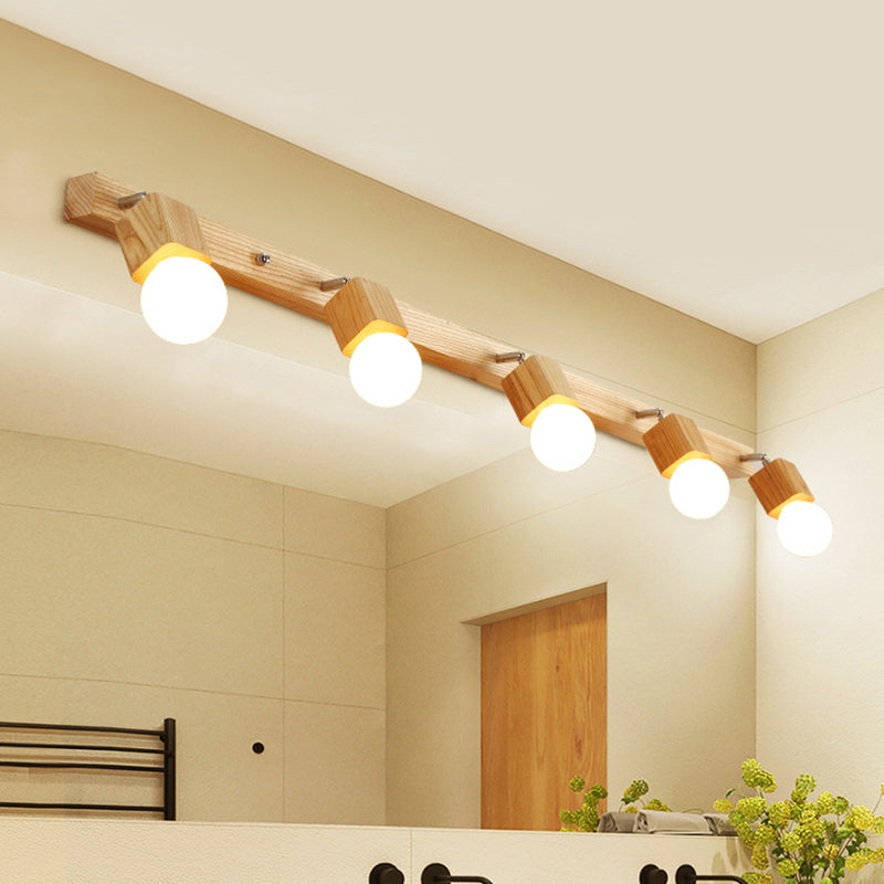 Modern Wooden Vanity Mirror Light Adjustable Armed Bathroom Vanity Sconce Lights Clearhalo 'Vanity Lights' 'Wall Lights' Lighting' 2617013