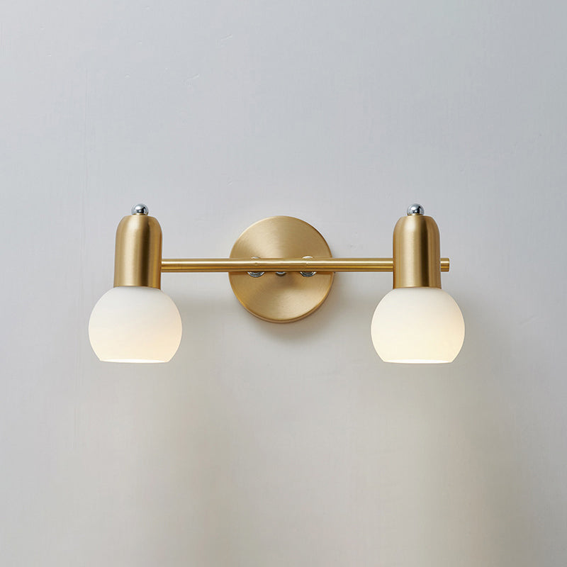 Nordic Luxury Metal Vanity Mirror Lights Down Lighting Bath Vanity Lighting in Glass Shade 2.0 Brass Clearhalo 'Vanity Lights' 'Wall Lights' Lighting' 2617044