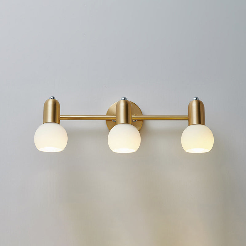 Nordic Luxury Metal Vanity Mirror Lights Down Lighting Bath Vanity Lighting in Glass Shade 3.0 Brass Clearhalo 'Vanity Lights' 'Wall Lights' Lighting' 2617045