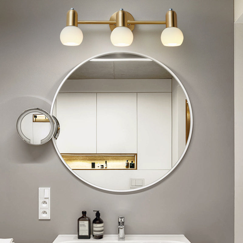 Nordic Luxury Metal Vanity Mirror Lights Down Lighting Bath Vanity Lighting in Glass Shade Clearhalo 'Vanity Lights' 'Wall Lights' Lighting' 2617047