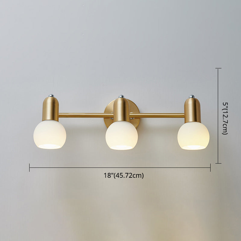 Nordic Luxury Metal Vanity Mirror Lights Down Lighting Bath Vanity Lighting in Glass Shade Clearhalo 'Vanity Lights' 'Wall Lights' Lighting' 2617051