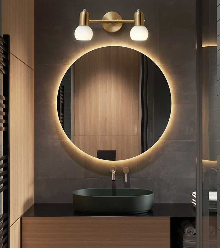 Nordic Luxury Metal Vanity Mirror Lights Down Lighting Bath Vanity Lighting in Glass Shade Clearhalo 'Vanity Lights' 'Wall Lights' Lighting' 2617057