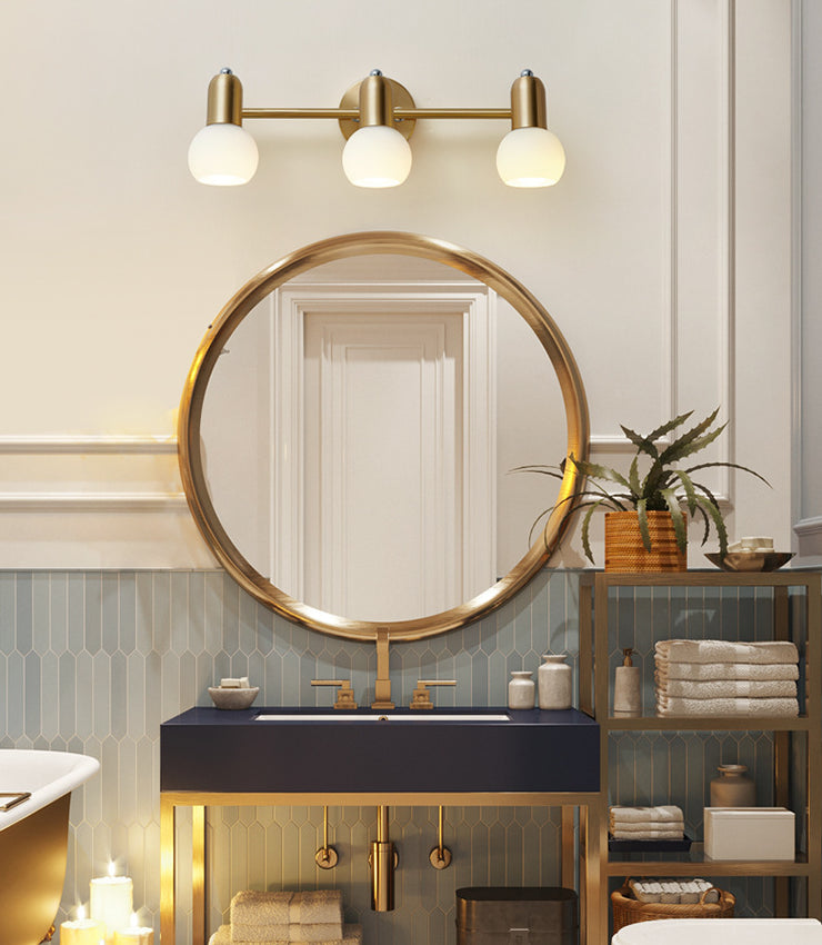 Nordic Luxury Metal Vanity Mirror Lights Down Lighting Bath Vanity Lighting in Glass Shade Clearhalo 'Vanity Lights' 'Wall Lights' Lighting' 2617058