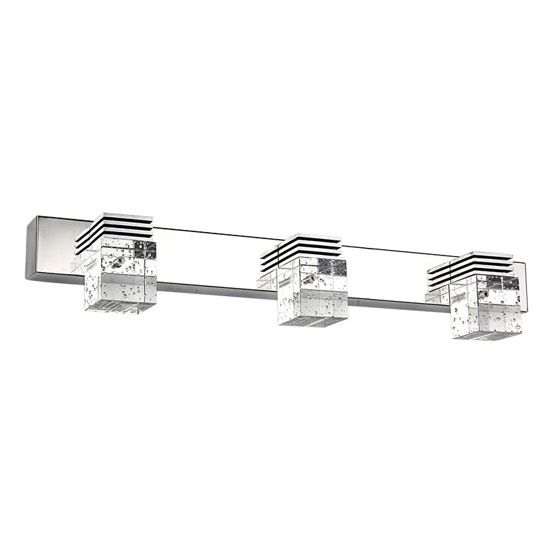 Stainless Steel Vanity Light Fixture Modern Style Bubble Crystal Shade Bathroom Wall Lighting Clearhalo 'Vanity Lights' 'Wall Lights' Lighting' 2617068