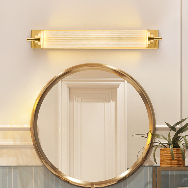 1 Light Crystal LED Vanity Sconce Modern Metal Gold Wall Mounted Mirror Front for Bath Clearhalo 'Vanity Lights' 'Wall Lights' Lighting' 2617083