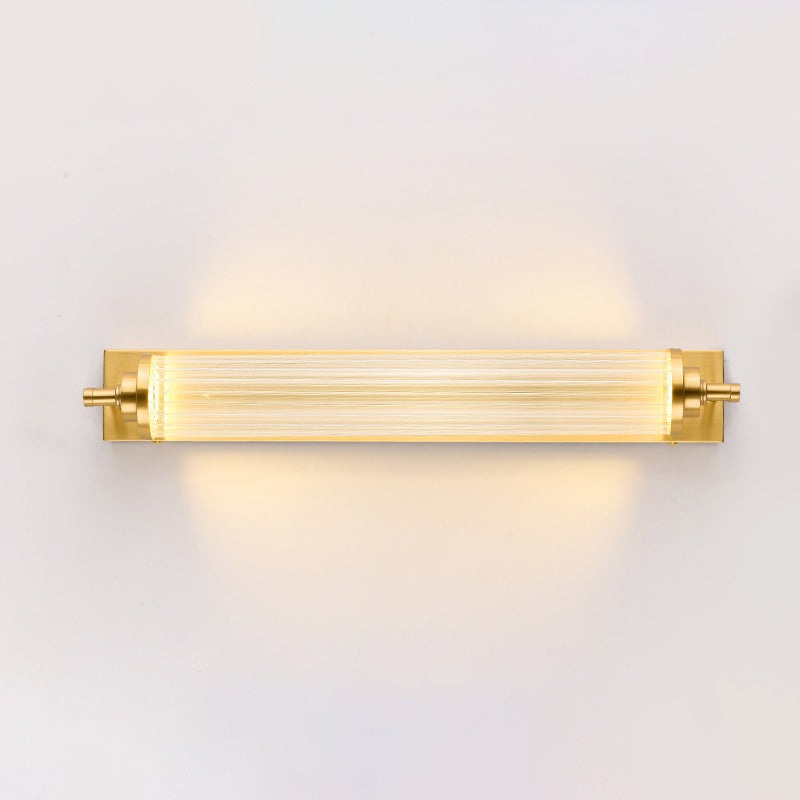 1 Light Crystal LED Vanity Sconce Modern Metal Gold Wall Mounted Mirror Front for Bath Brass 21.5" Clearhalo 'Vanity Lights' 'Wall Lights' Lighting' 2617084