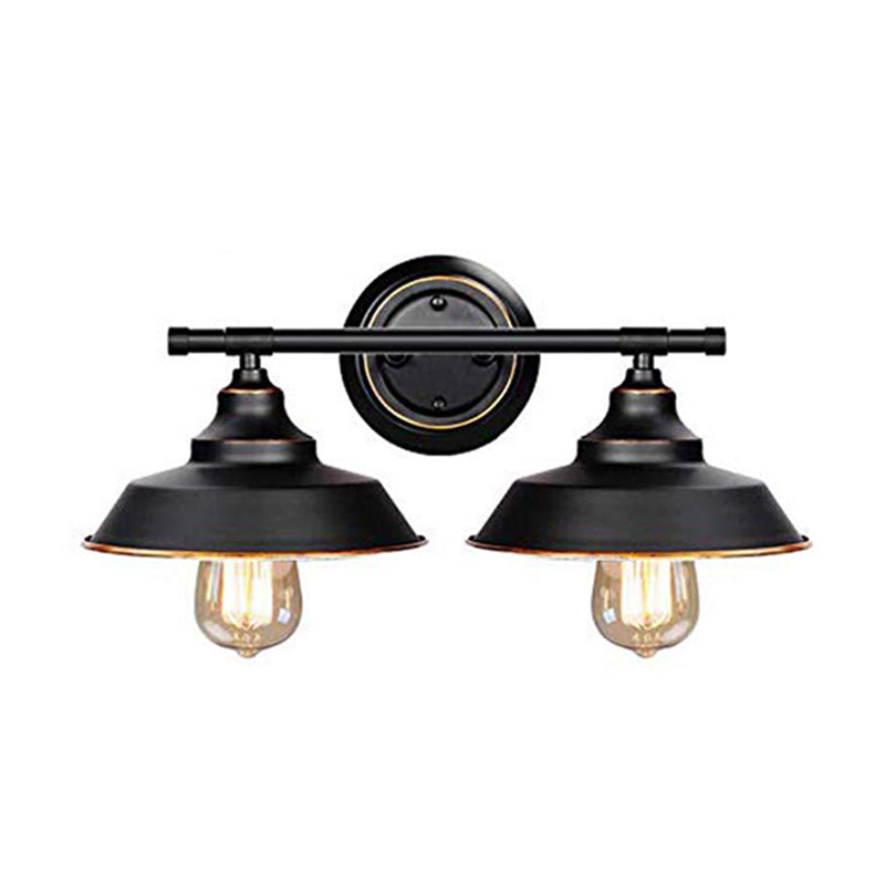 Vintage Industrial Wall Light Sconce 2 Heads Metal Vanity Sconce Lights for Bathroom Black Clearhalo 'Vanity Lights' 'Wall Lights' Lighting' 2617111