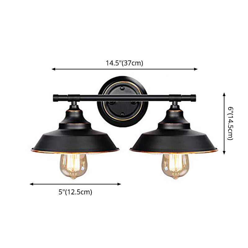 Vintage Industrial Wall Light Sconce 2 Heads Metal Vanity Sconce Lights for Bathroom Clearhalo 'Vanity Lights' 'Wall Lights' Lighting' 2617116