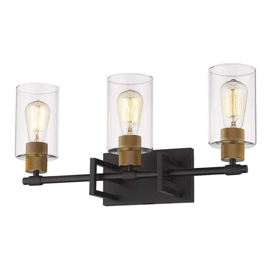 Industrial Metal Wall Mount Lighting Bathroom Vanity Sconces With Cylindrical Glass Shade Clearhalo 'Vanity Lights' 'Wall Lights' Lighting' 2617139