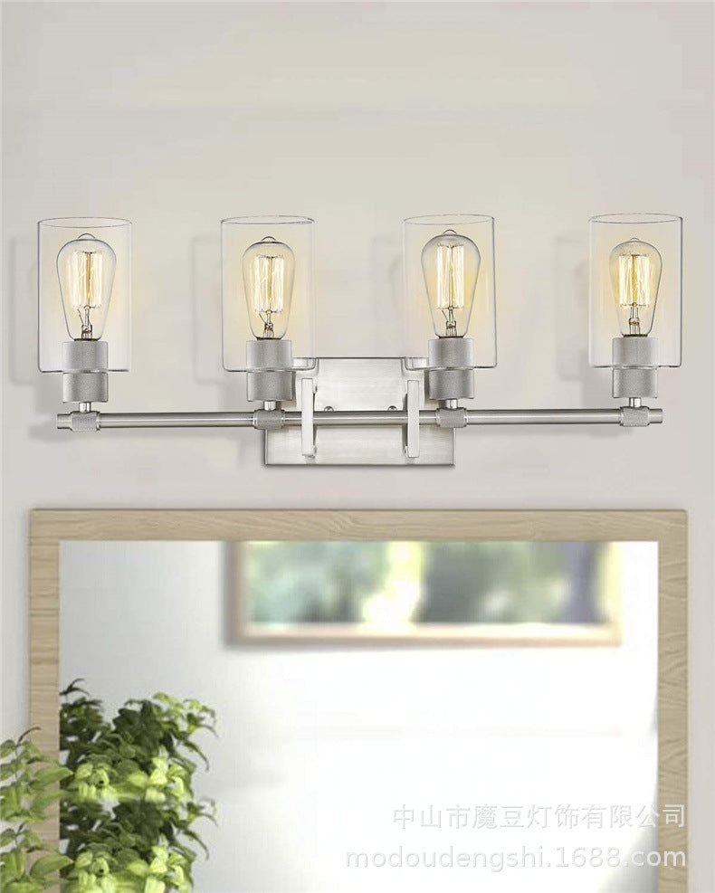 Industrial Metal Wall Mount Lighting Bathroom Vanity Sconces With Cylindrical Glass Shade Clearhalo 'Vanity Lights' 'Wall Lights' Lighting' 2617151