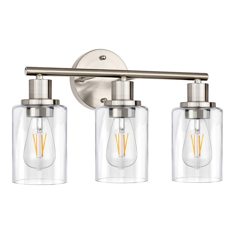 3 Lights Industrial Vanity Mirror Lights Up and Down Lighting Wall Light Sconce for Bathroom Nickel Clearhalo 'Vanity Lights' 'Wall Lights' Lighting' 2617154