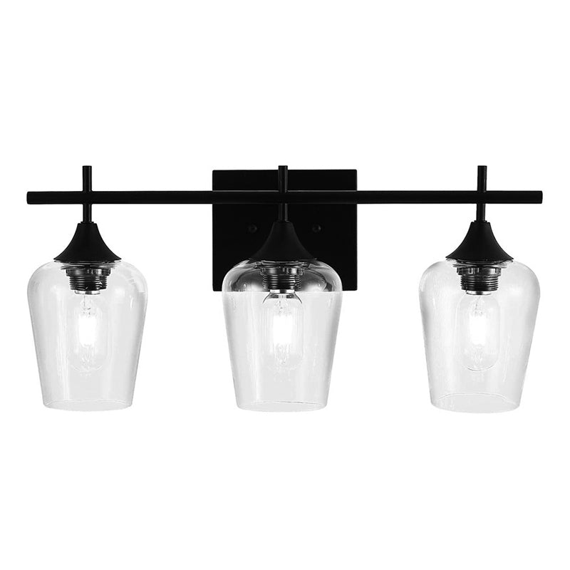 Transparent Glass Cup Shape Vanity Mirror Lights Industrial Style Vanity Fixtures for Bathroom Black Clearhalo 'Vanity Lights' 'Wall Lights' Lighting' 2617161