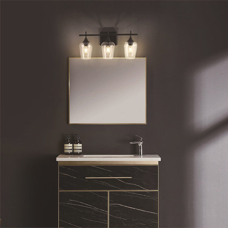 Transparent Glass Cup Shape Vanity Mirror Lights Industrial Style Vanity Fixtures for Bathroom Clearhalo 'Vanity Lights' 'Wall Lights' Lighting' 2617163