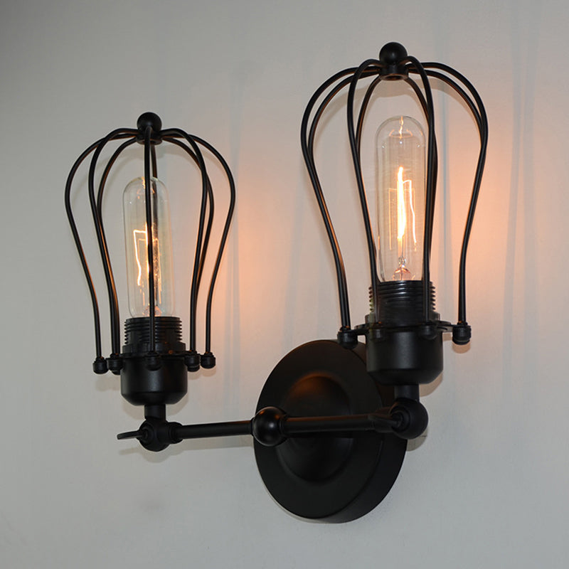 Vintage Double Vanity Lighting Industrial Style Wall Mounted Lamp for Bedroom Bathroom Black Clearhalo 'Vanity Lights' 'Wall Lights' Lighting' 2617180